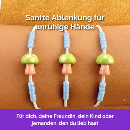 Pilz Fidget Armband in Blau mit beweglichen Perlen für Erwachsene, ideal als Gummiband Skill bei innerer Unruhe zur sanften Stressbewältigung und Emotionsregulierung. 3er-Set