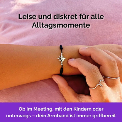 Stern Fidget Armband in 925 Silber Schwarz mit beweglichen Perlen für Erwachsene, ideal als Skill bei innerer Unruhe zur sanften Stressbewältigung und Emotionsregulierung.