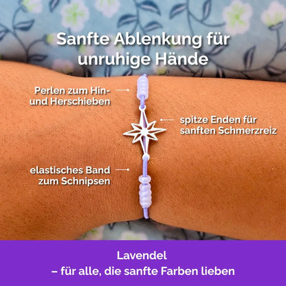 Stern Fidget Armband in 925 Silber Lila mit beweglichen Perlen für Erwachsene, ideal als Skill bei innerer Unruhe zur sanften Stressbewältigung und Emotionsregulierung.
