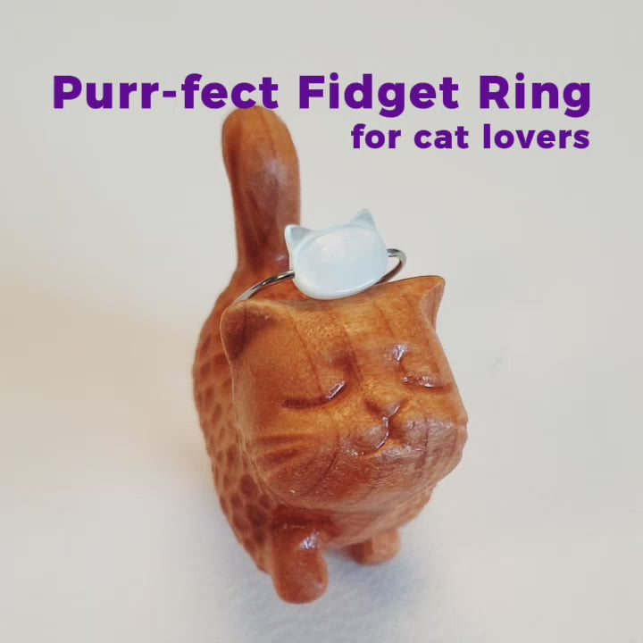 Katze Anxiety Ring Silber: Handgefertigt in Deutschland. Minimal, hochwertig, unauffällig, alle Größen. Kann gegen Stress & Anspannung helfen - Fidget Ring