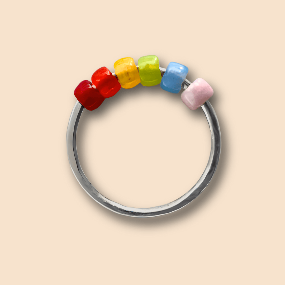 Rainbow Fidget Ring in Gold