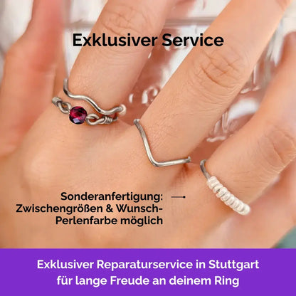 Fidget Ring silberfarben – handgeschmiedet in Deutschland, Personalisierung. Red velvet