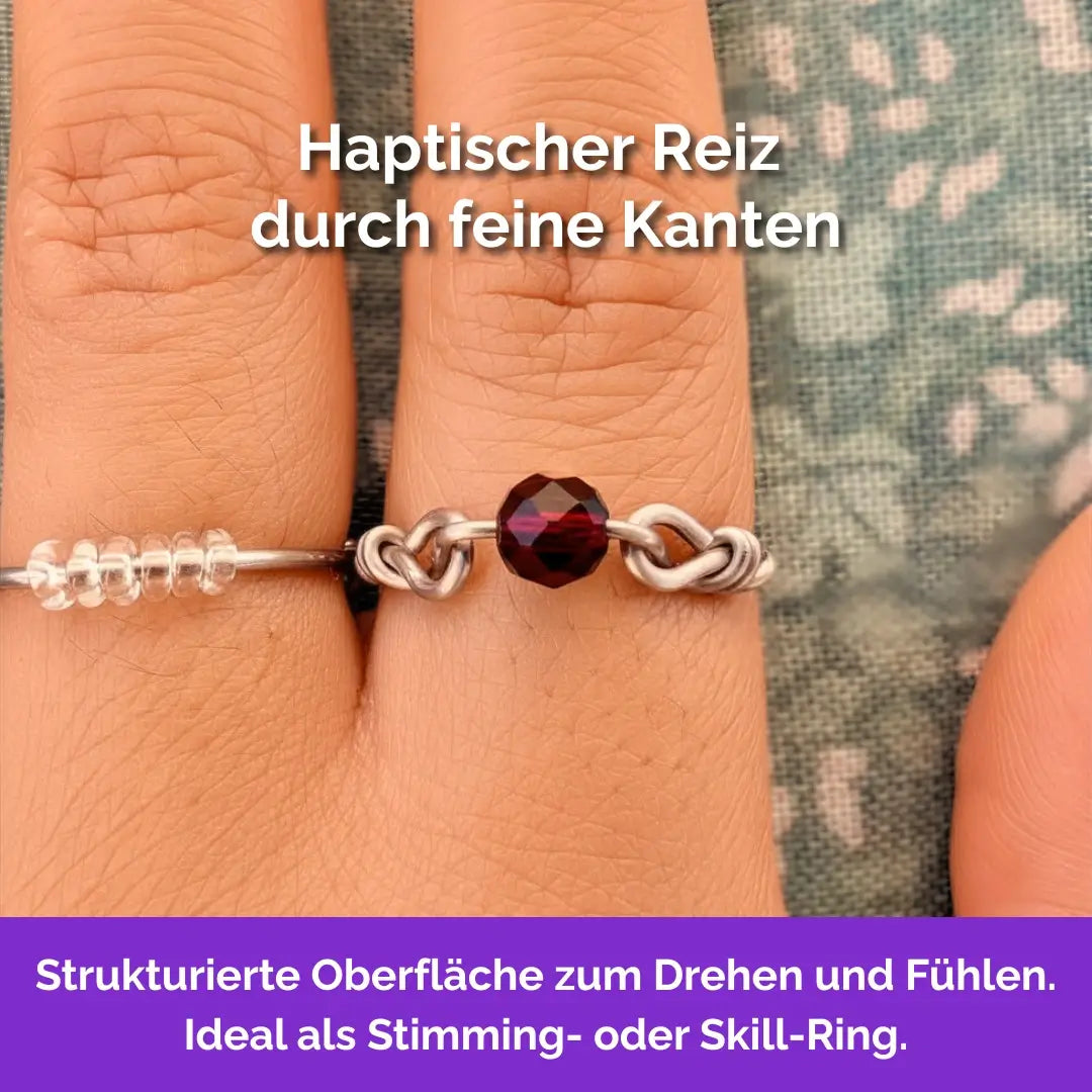 Fidget Ring silberfarben – haptisch, sensorisch, stimming. Red velvet