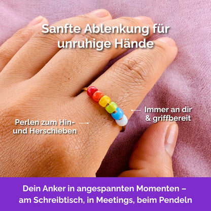 Fidget Ring goldfarben – Bunt, Größe 57