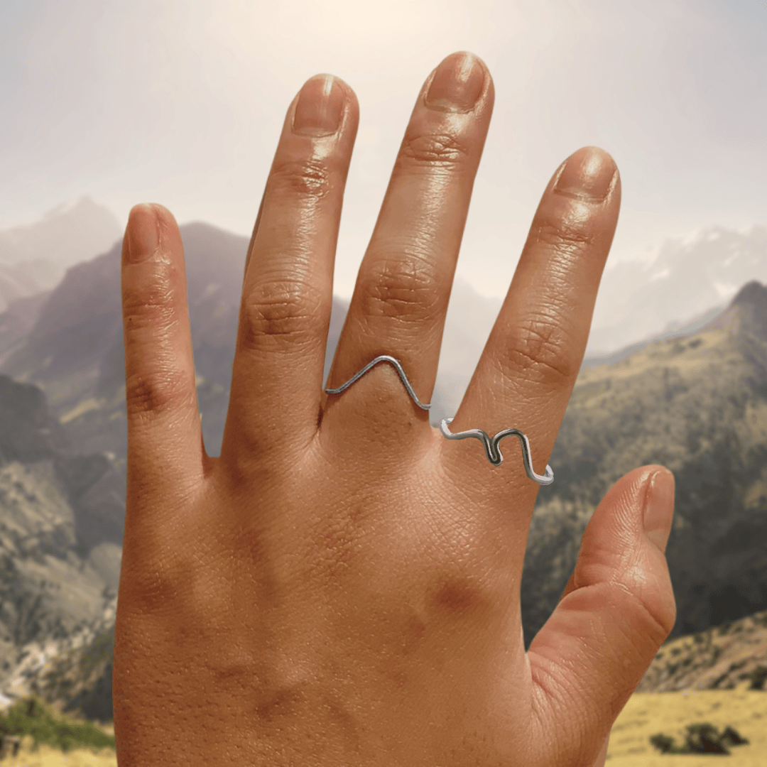 Berge Anxiety Ring Silber: Handgefertigt in Deutschland. Minimal, hochwertig, unauffällig, alle Größen. Kann gegen Stress & Anspannung helfen. Natur