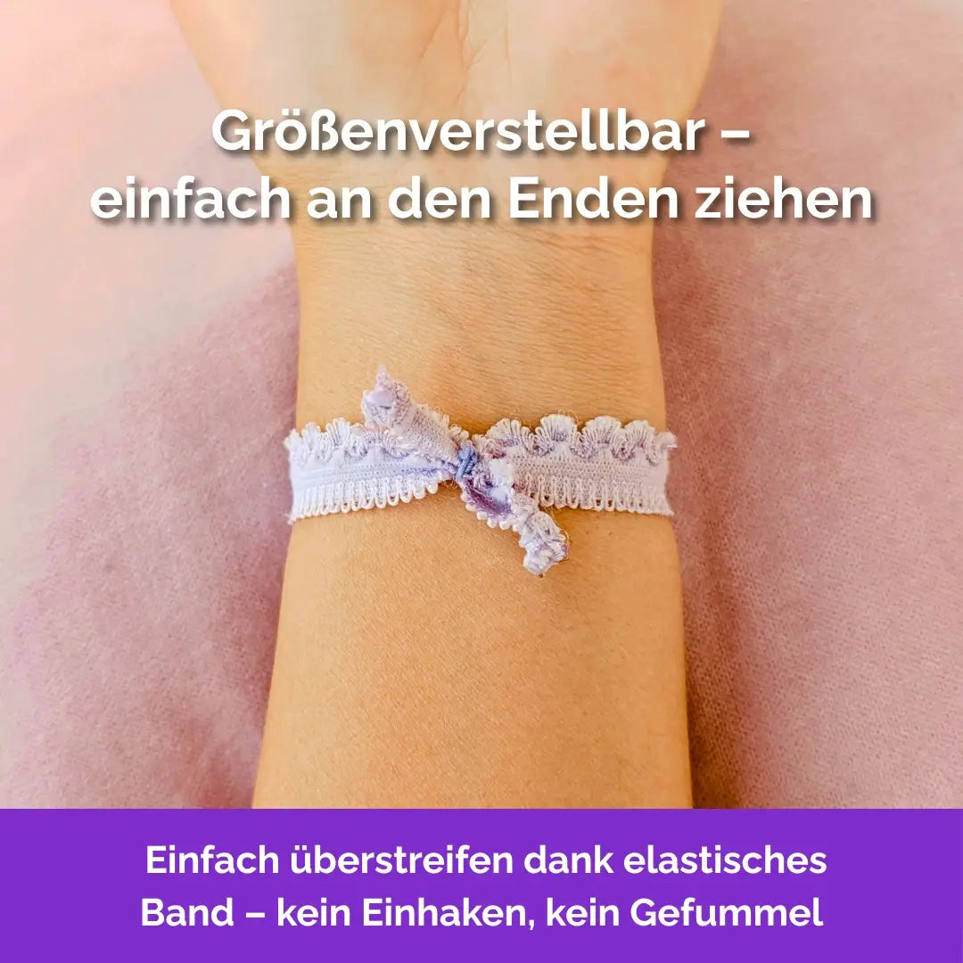 Fidget Armband in Gold Lila, größenverstellbar, ideal als Skill bei innerer Unruhe zur sanften Stressbewältigung und Emotionsregulierung.