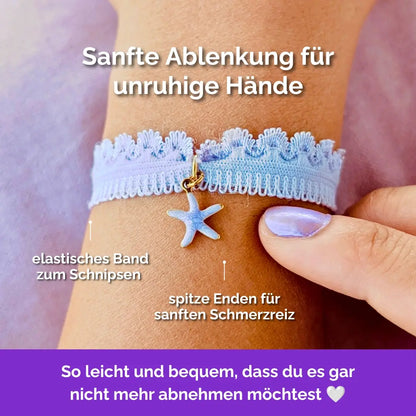 Fidget Armband in Lila für Erwachsene, ideal als Gummiband Skill bei innerer Unruhe zur sanften Stressbewältigung und Emotionsregulierung. Seestern