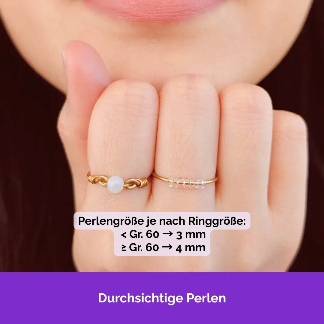 Hochwertiger Anti Stress Ring - Sonderanfertigung mit durchsichtigen Perlen