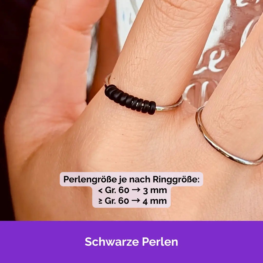 Hochwertiger Anti Stress Ring - Sonderanfertigung mit schwarzen Perlen