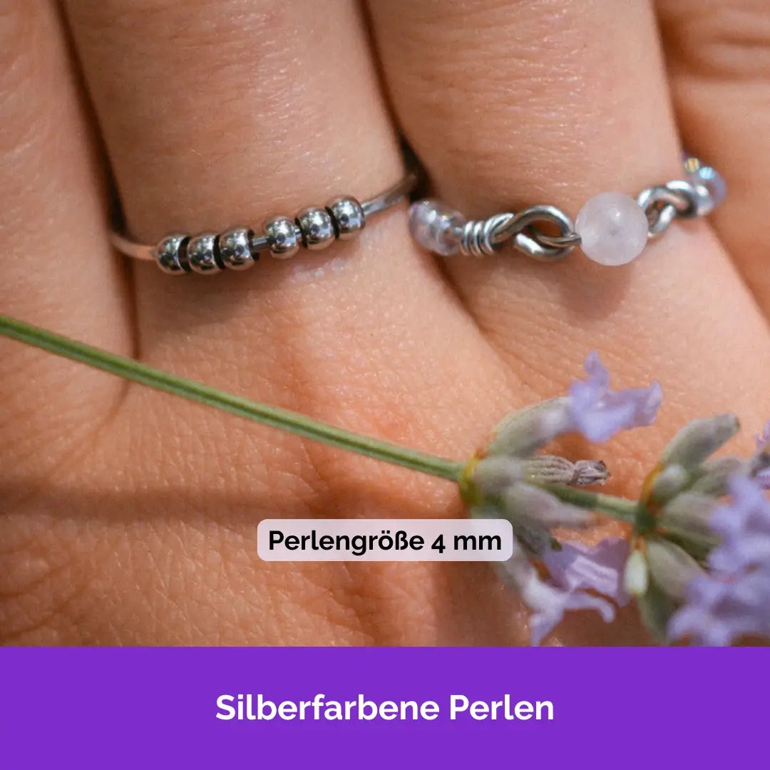 Hochwertiger Anti Stress Ring - Sonderanfertigung mit silbernen Perlen