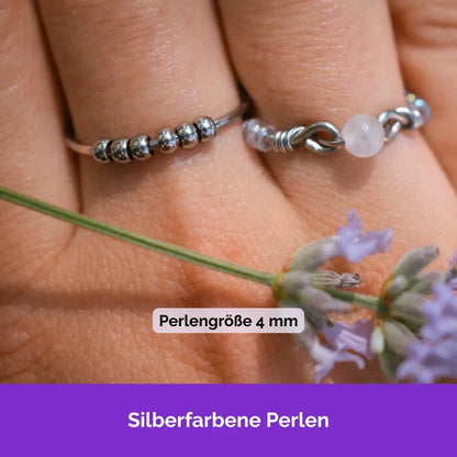 Hochwertiger Anti Stress Ring - Sonderanfertigung mit silbernen Perlen