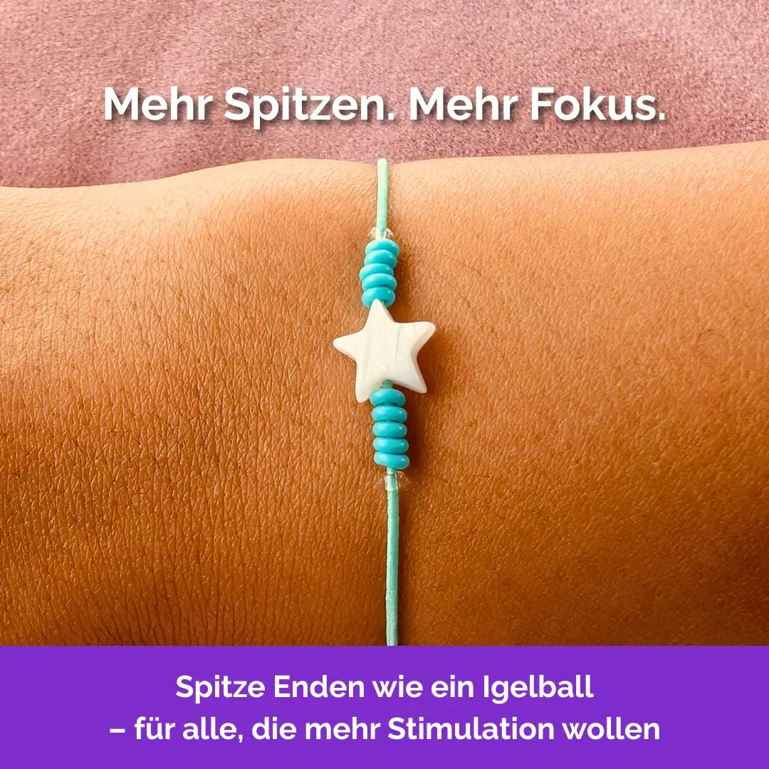 Fidget Armband in Mintgrün mit beweglichen Perlen, Akupressur, ideal als Skill bei innerer Unruhe zur sanften Stressbewältigung und Emotionsregulierung. Stern