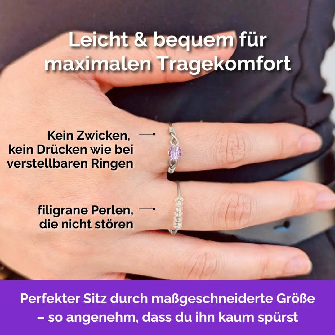 Fidget Ring silberfarben – filigraner, leichter und minimalistischer Schmuck  für Stressabbau, Skin Picking und unruhige Hände. Violet