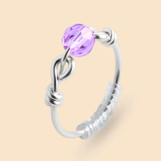 Fidget Ring silberfarben – hochwertiger, unauffälliger Anti Stress Ring zur Stressbewältigung und Emotionsregulation. Violet